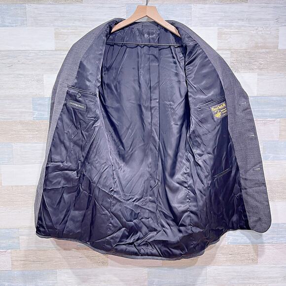 Jhane Barnes Vintage Wool Hopsack Suit Gray 3 Button Mens 42L 36W Pleated Pants - Picture 5 of 13